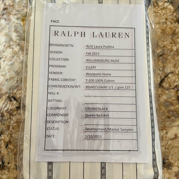 NWT Ralph Lauren Williamsburg Muse Bed skirt . Quinn size - Picture 2 of 4